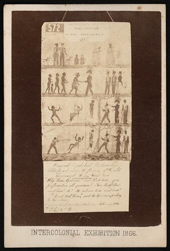 Postcard - 'Intercolonial Exhibition 1866', Governor Davey's Proclamation to the Aborigines, 1815, Thomas Ellis & Co., Melbourne, circa 1866