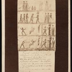 Postcard - 'Intercolonial Exhibition 1866', Governor Davey's Proclamation to the Aborigines, 1815, Thomas Ellis & Co., Melbourne, circa 1866