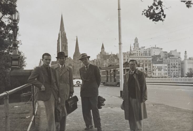 Four Men Standing on St Kilda Road, near Prin