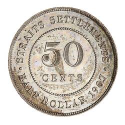 Coin -  50 Cents, Straits Settlements, 1907