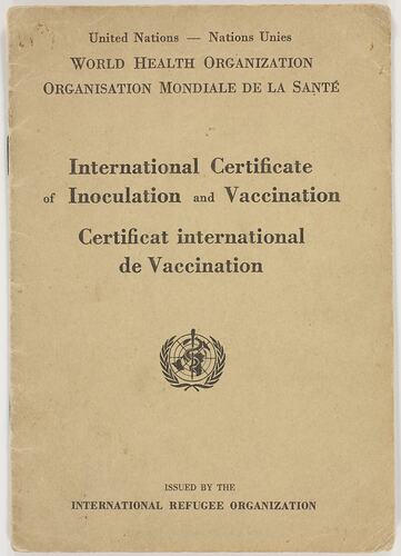 Vaccination Certificate - Issued to Erhard Stermole, by International Refugee Organization