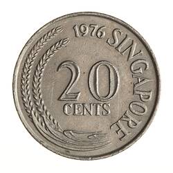 Coin - 20 Cents, Singapore, 1976