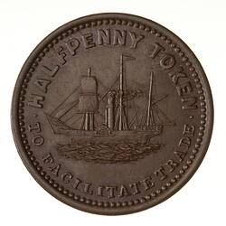 Trade Token - 1/2 Penny, Marsh & Sons, Cape Town, South Africa, circa 1860-1870