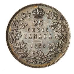 Coin - 25 Cents, Canada, 1936