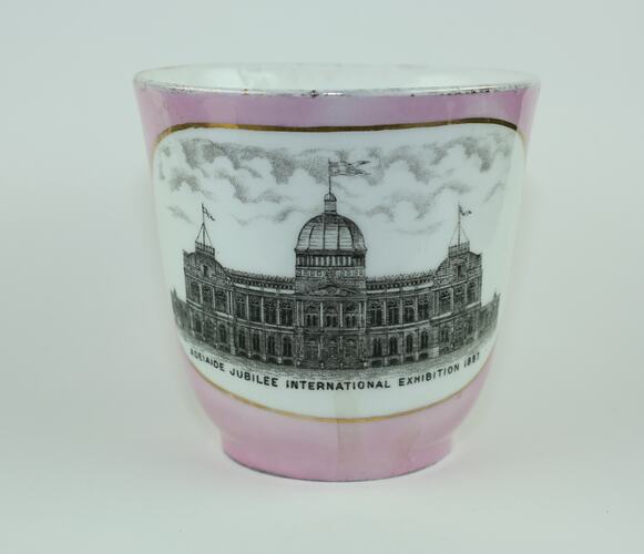 Cup - Adelaide Jubilee International Exhibition, Transfer Printed, 1887