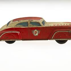 Toy Police Car - Red and Cream Metal