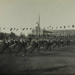 Photograph - Federation Celebrations, 'State School Fete, Exhibition Building, Cutlass Drill',  Melbourne, 11 May1901