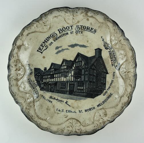 Plate - Leeming's Boot Stores, 'Shakespeare's House',  circa 1885