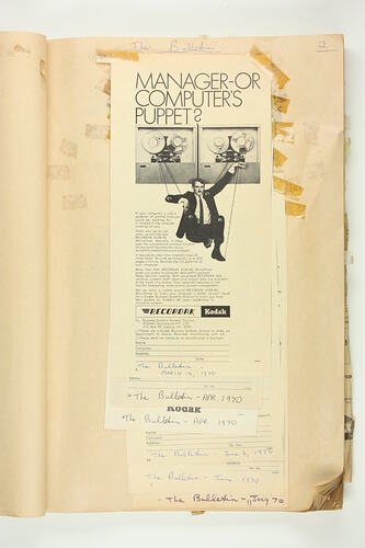 Scrapbook - Kodak Australasia Pty Ltd, Advertising Clippings, Coburg, 'Business Systems', 1970-1973