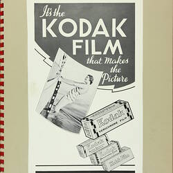 Scrapbook - Kodak Australasia Pty Ltd, Advertising Materials, 'Pre-War Press & Magazine Sample Advertisements', Abbotsford, Victoria, circa 1930s