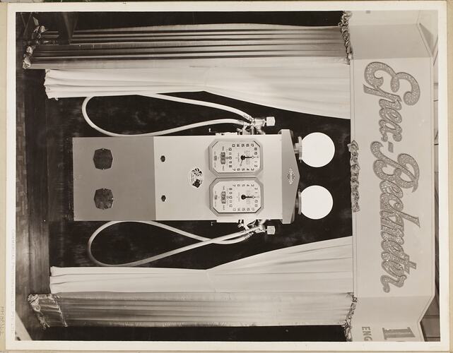 Monochrome photograph of an electrical petrol pump display,