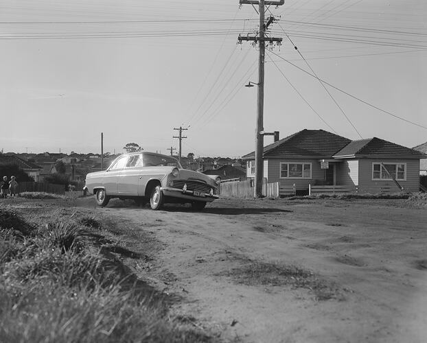 View of a Car and House, Moonee Ponds, Victoria, 03 Aug 1959