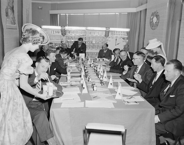H. J. Heinz Co, Men at a Dining Table, Hawthorn, Victoria, 14 Aug 1959