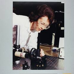 Photograph - Kodak Australasia Pty Ltd, Research Laboratory Staff Member with Fibre Optic Equipment, Coburg, 1991 - 1996