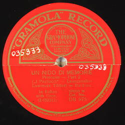 Disc Recording - Gramola,  Double Sided, 'Un Nido De Memorie' & 'Si Puo' (Il Pagliacci), 1927-1938