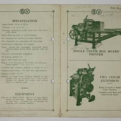 Specifications -  Bell & Valentine Pty.Ltd,Printing Machines,circa 1926