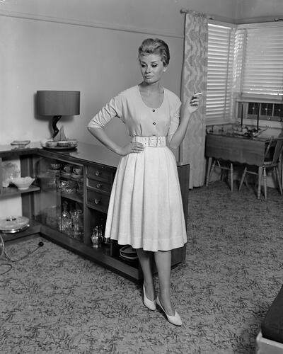 Australian Wool Board, Woman Modelling a Dress, Victoria, 12 Jan 1960