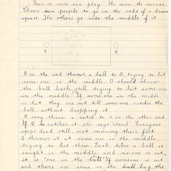 Handwritten game description in black ink on paper