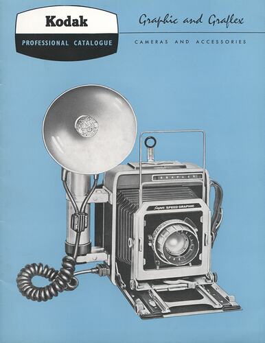 Blue cover page with photograph of camera.