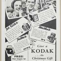 Leaflet - Kodak Australasia Pty Ltd, 'Give a Kodak, The Christmas Gift That Always Clicks', 1930s