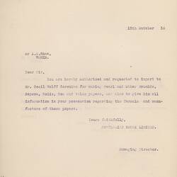Letter - Thomas Baker to Kodak Works Employees, 13 Oct 1910