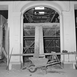 Works on stairway connecting Barry Hall and Monash Hall, Science Museum, Melbourne, 1974
