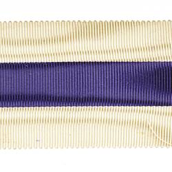 Ribbon with three stripes of white and purple.