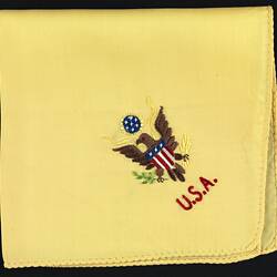 Handkerchief - 'U.S.A.', Yellow Rayon, circa 1939