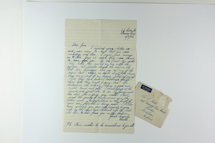 Letter - From Lester, England to Jim Leech, England, 10 Jul 1956