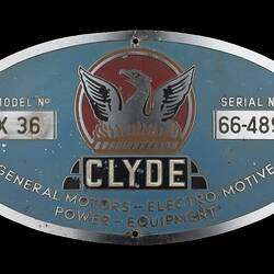 Locomotive Builders Plate - Clyde Engineering Co. Ltd., Granville Works, New South Wales, 1966
