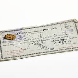 Dividend Cheques - Cancelled, Kodak (Australasia) Pty Ltd, 16 Apr 1952
