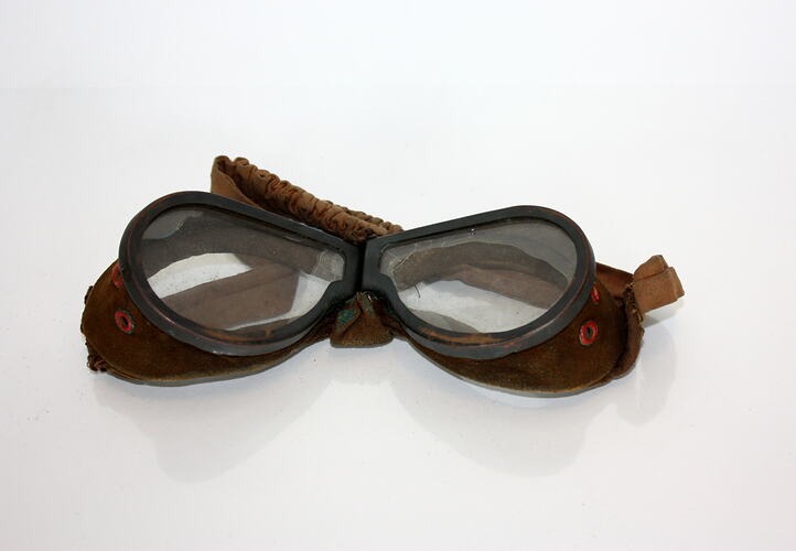 Pair of goggles, front view.