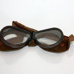Pair of goggles, front view.