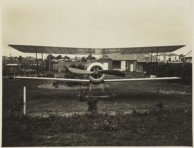 Front View of Basil Watson's Biplane on the Lawn Outside the Family Home, Elsternwick, Victoria, 1916
