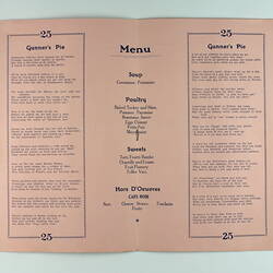 Printed inside pages of menu.