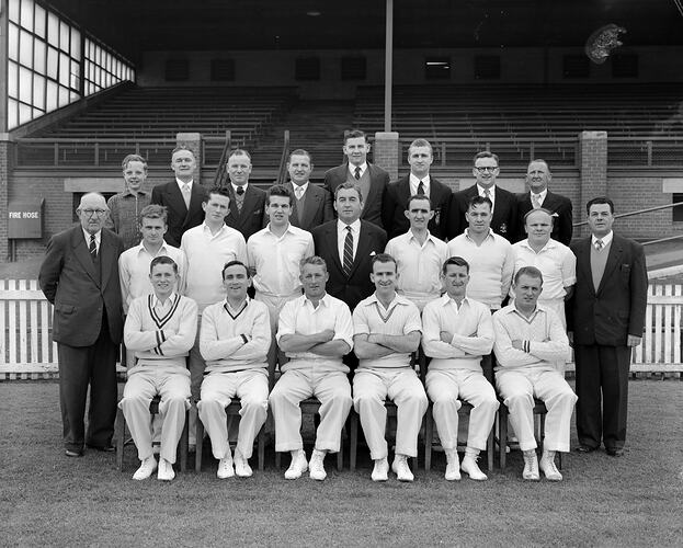 Portrait of Port Melbourne Cricket Team, South Melbourne, Victoria, Sep 1958