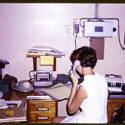 Slide - Kodak Australasia Pty Ltd, Woman on Telephone, Rockhampton, Apr 1970