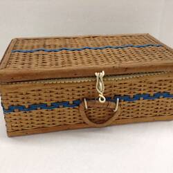 Sewing Box - Mirka Mora, Plain Weave With Blue Stripes, circa 1960s