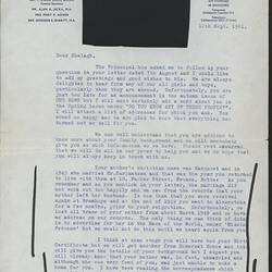 Letter - National Children's Home To Shelagh Philpott, London, England, 12 Sep 1961