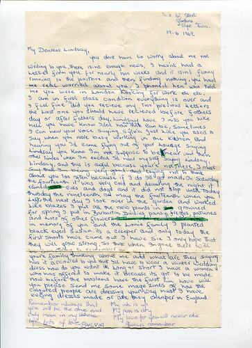 Letter - Sylvia Boyes To Lindsay Motherwell, Cape Town To London, 19 Jun 1969
