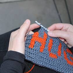 Digital Photograph - Crocheting 'Iso Hug' Hot Water Bottle Cover, Close Up, Jane Manallack, May 2020