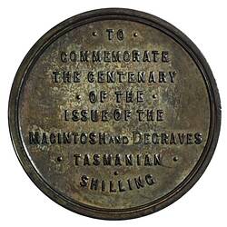 Medal - Centenary of Macintosh and Degraves Shilling Token, 1923 AD