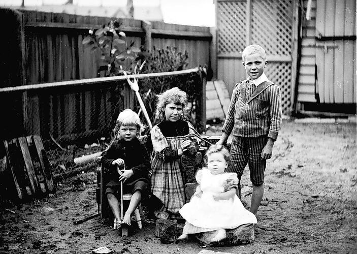 Negative - Beckett Children, Northcote, Victoria, 1893