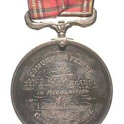Medal - Valuable Service, Scottish Comunn na Feinne Society of Geelong, Victoria, Australia, 1877