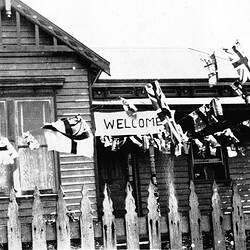 Negative - Home Decorated for Soldier's Return, Ballarat, Victoria, 1919