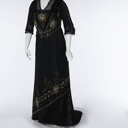 Dress - Black Beaded Net, Federation, 1901