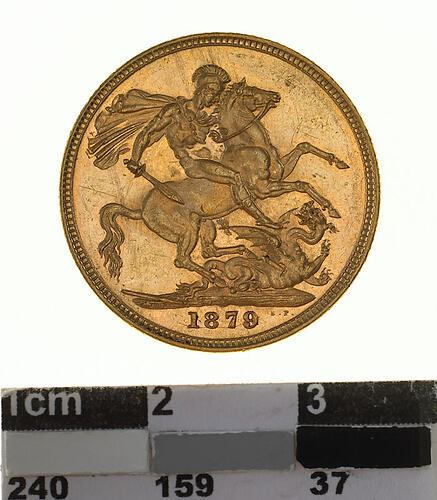 Coin - Sovereign, Victoria, Australia, 1879, photographed by Museums Victoria
