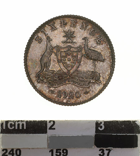 Coin - Sixpence, Australia, 1920, photographed by Museums Victoria
