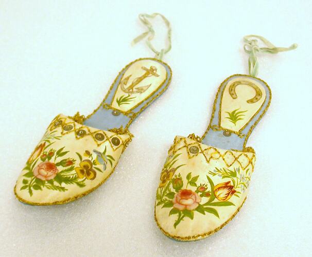 Pair of embroidered slippers.