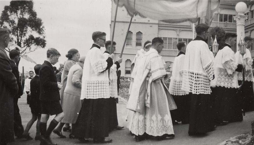 Digital Photograph - Eucharistic Procession, Feast of Christ the King, Convent of the Little Sisters of the Poor, Northcote, 1959